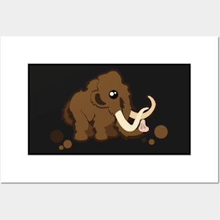 Just a Cute Mammoth Black Posters and Art